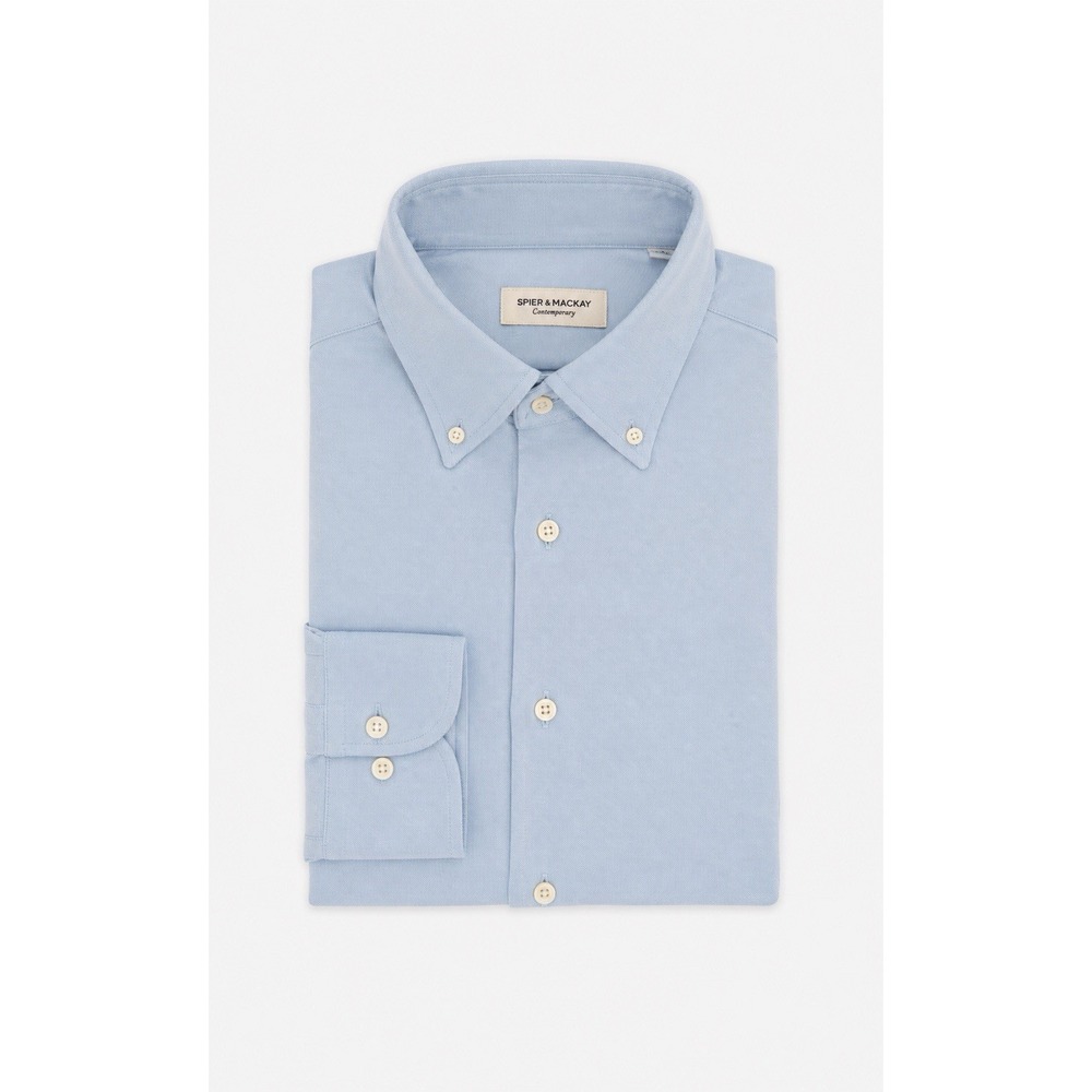 Spier & Mackay Pique Shirt Mens 16 Blue Contemporary Cotton Button Down Shirt